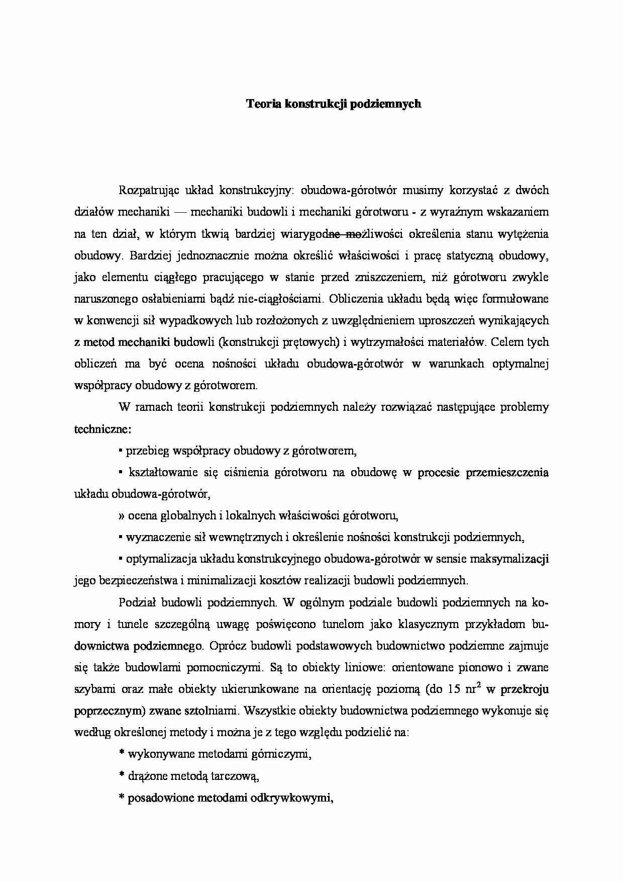 Teoria konstrukcji podziemnych - strona 1
