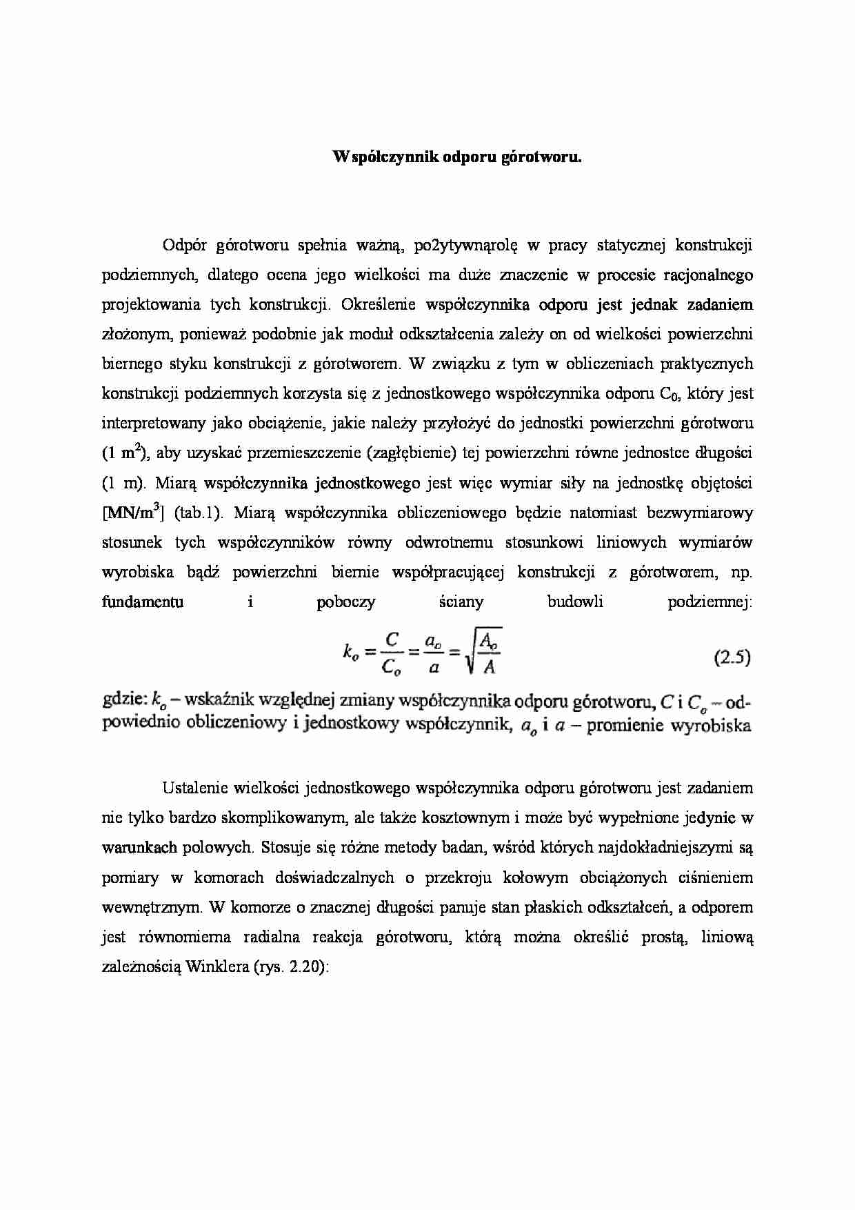 Współczynnik odporu górotworu - strona 1