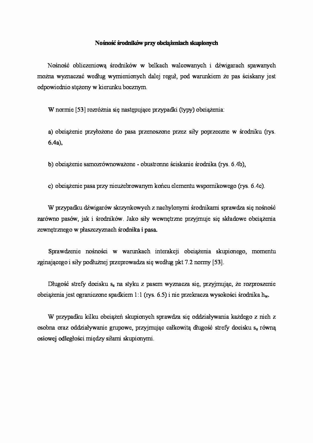 Nośność środników przy obciążeniach skupionych - strona 1