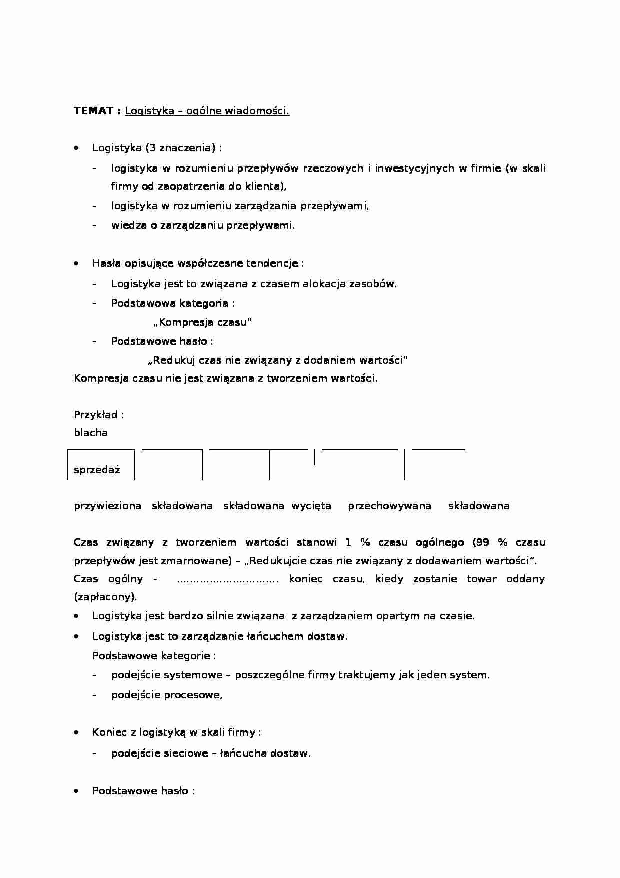 Zarządzanie logistyką - strona 1