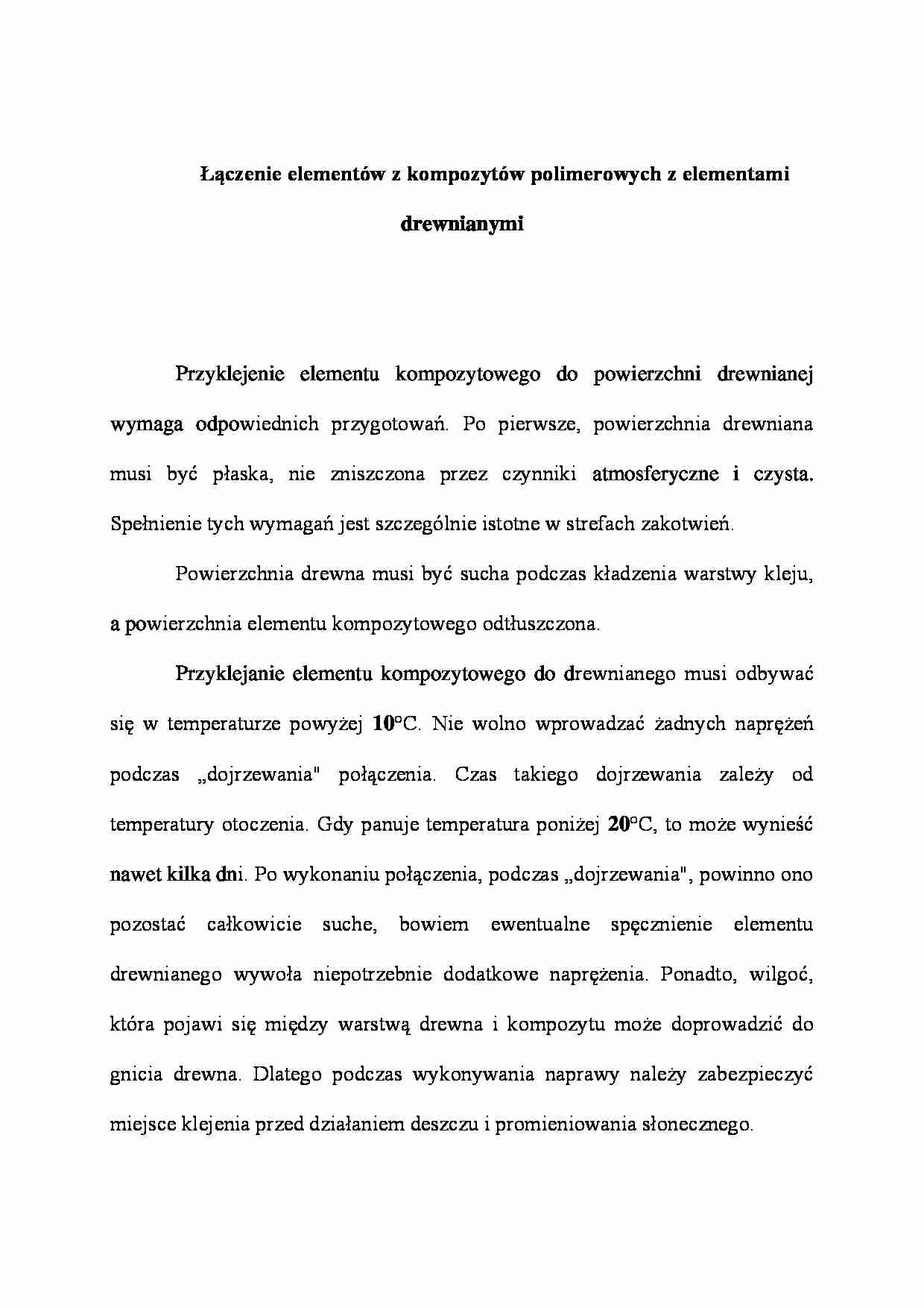 Łączenie elementów z kompozytów polimerowych z elementami drewnianymi - strona 1