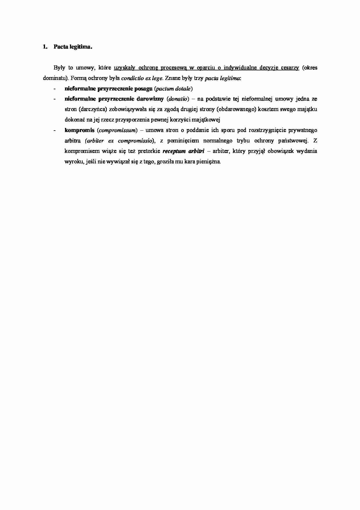 Prawo rzymskie, acta legitima- opracowanie - strona 1