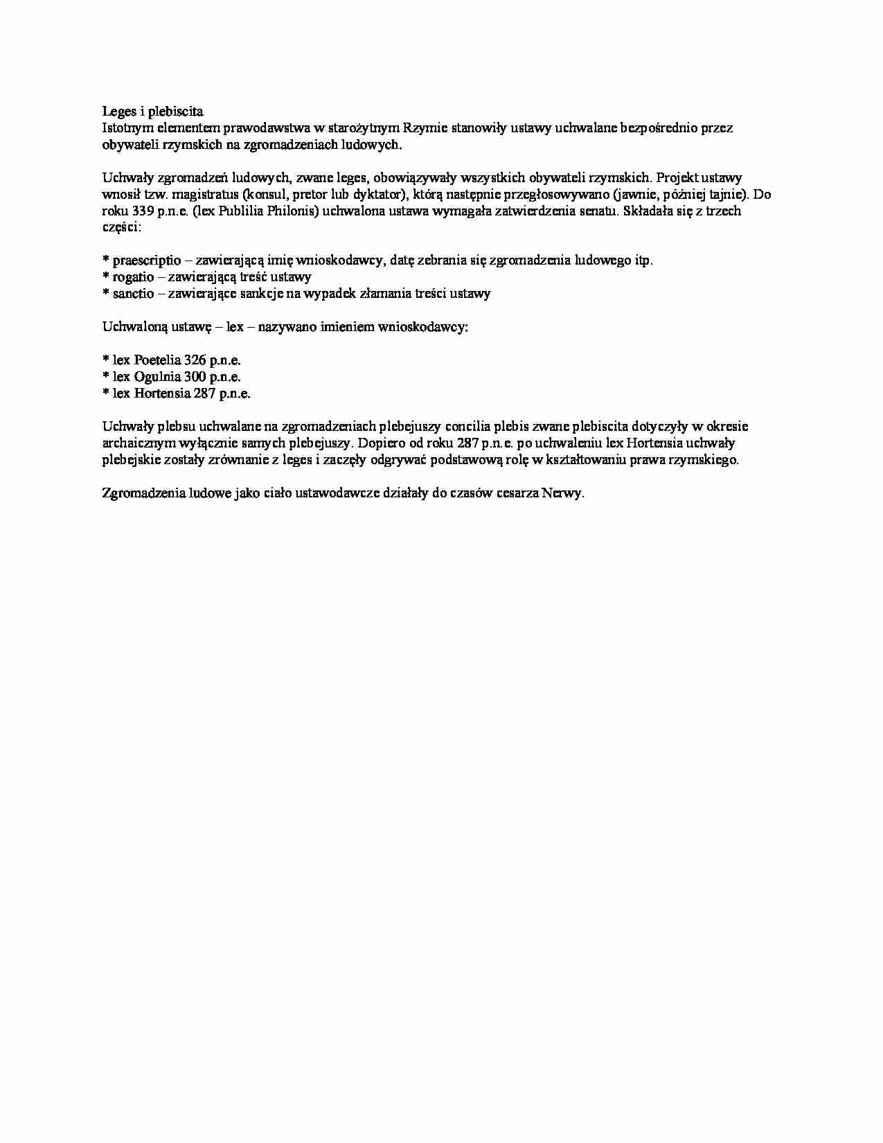 Legis i plebiscita- opracowanie - strona 1