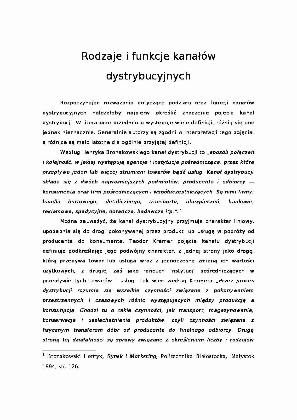 Logistyka-rodzaje i funkcje kanałów dystrybucyjnych - strona 1