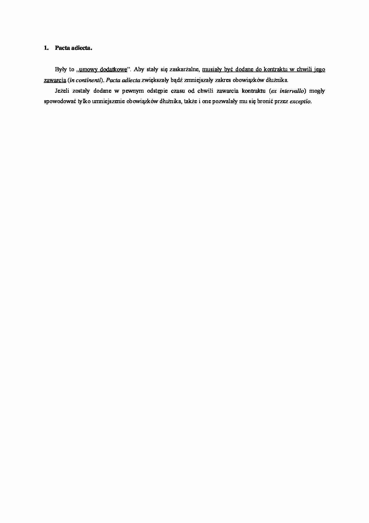 Pacta adiecta- opracowanie - strona 1