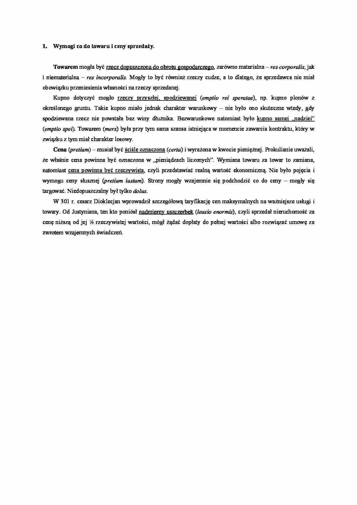 Wymogi co do ceny i towaru- opracowanie - strona 1