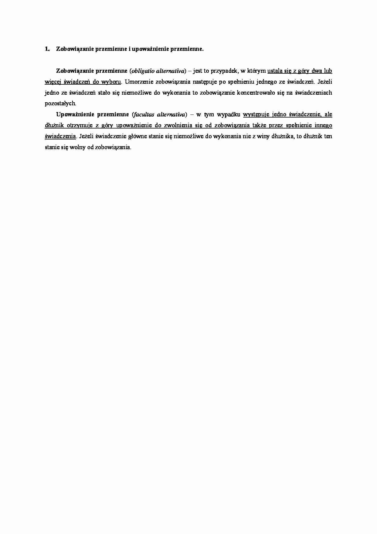 Zobowiązanie przemienne i upoważnienie przemienne- opracowanie - strona 1