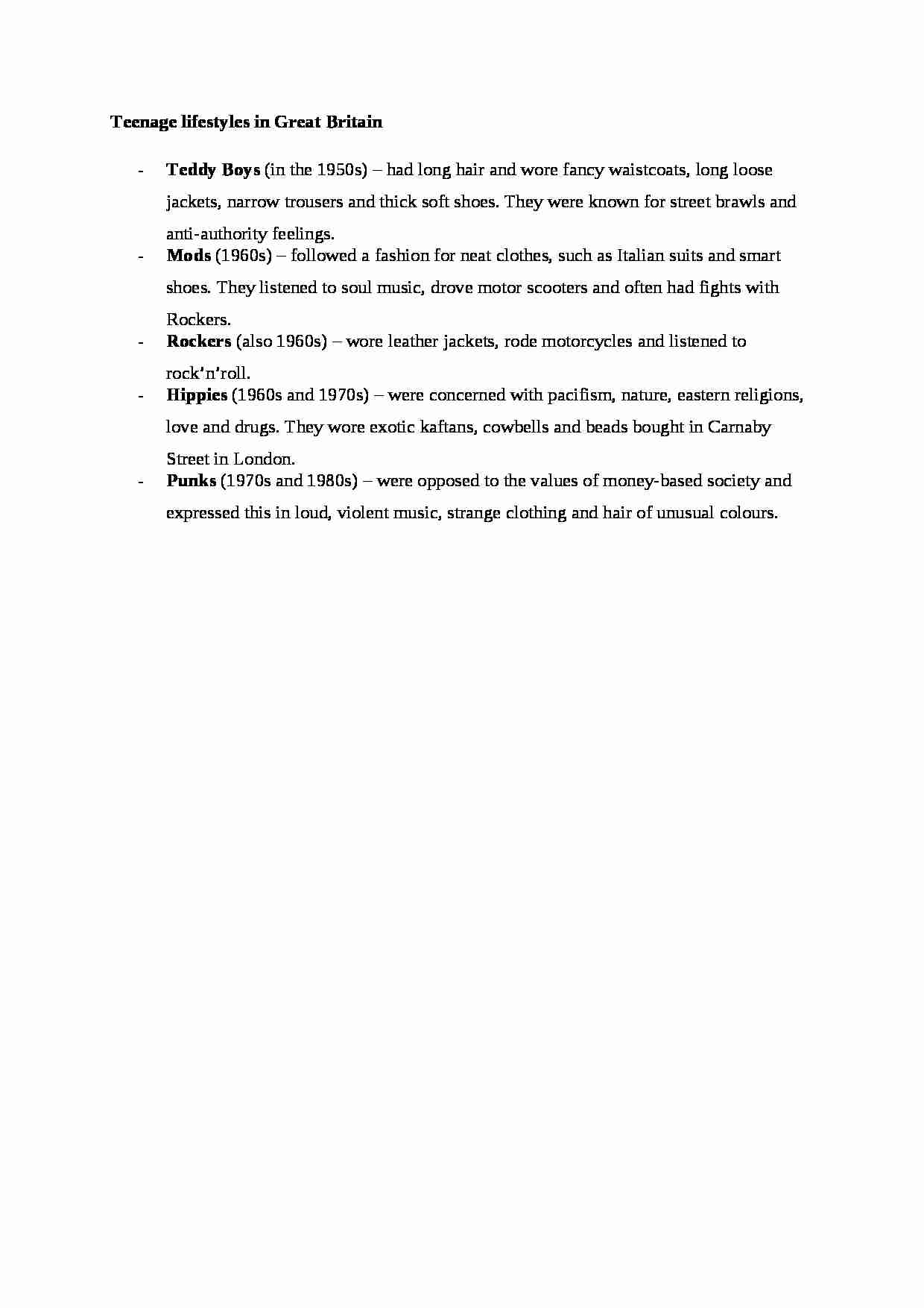 Teenage lifestyles in Great Britain - strona 1