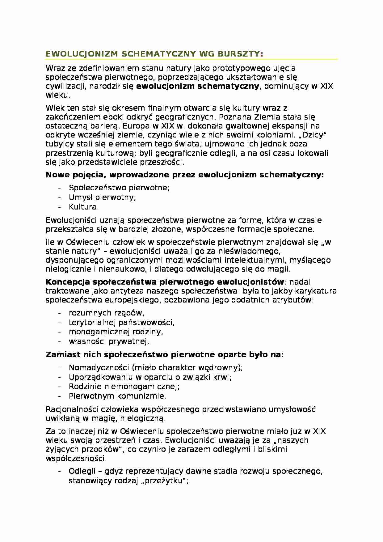 Ewolucjonizm schematyczny wg Burszty - strona 1