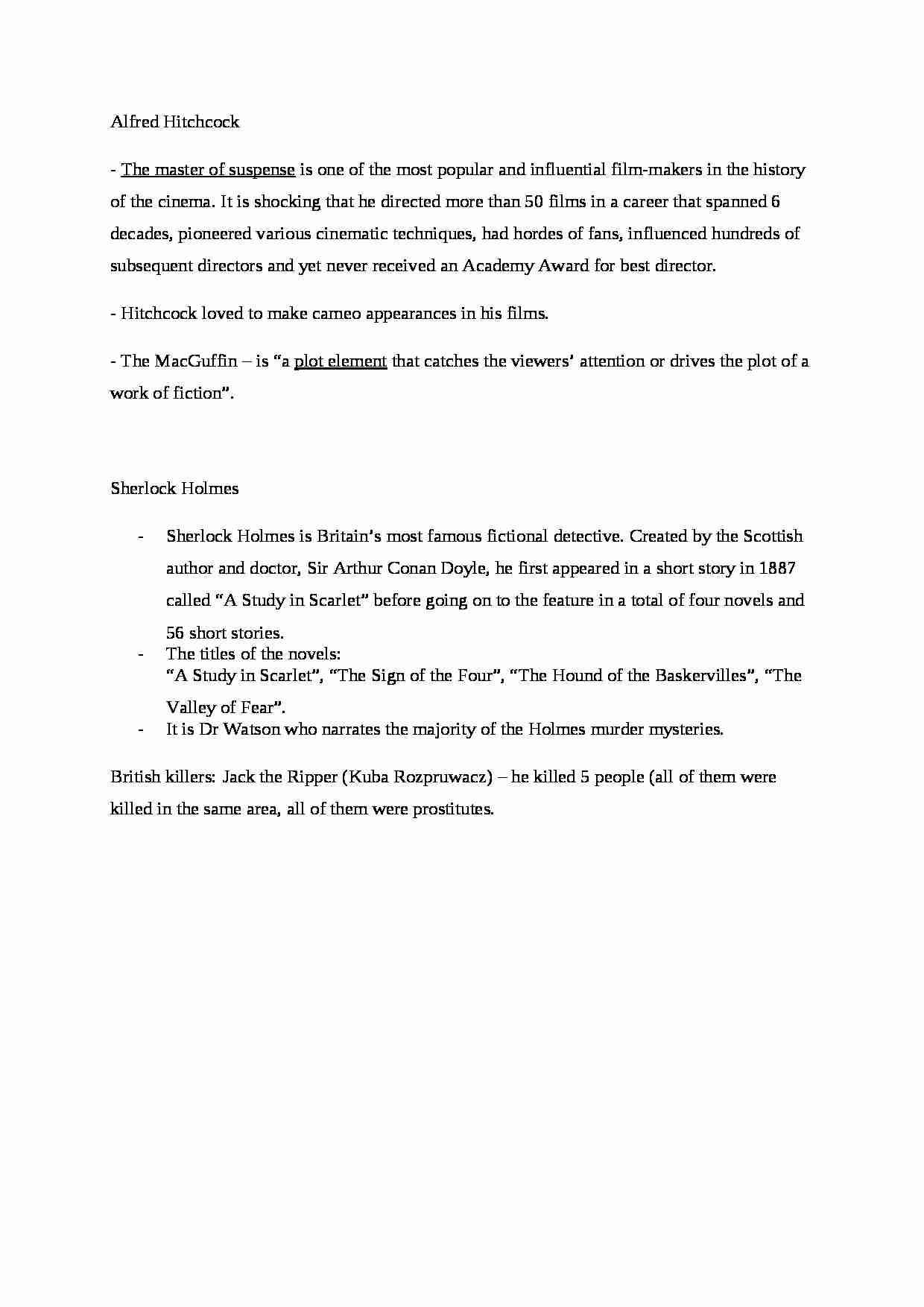 Alfred Hitchcock, Sherlock Holmes - strona 1