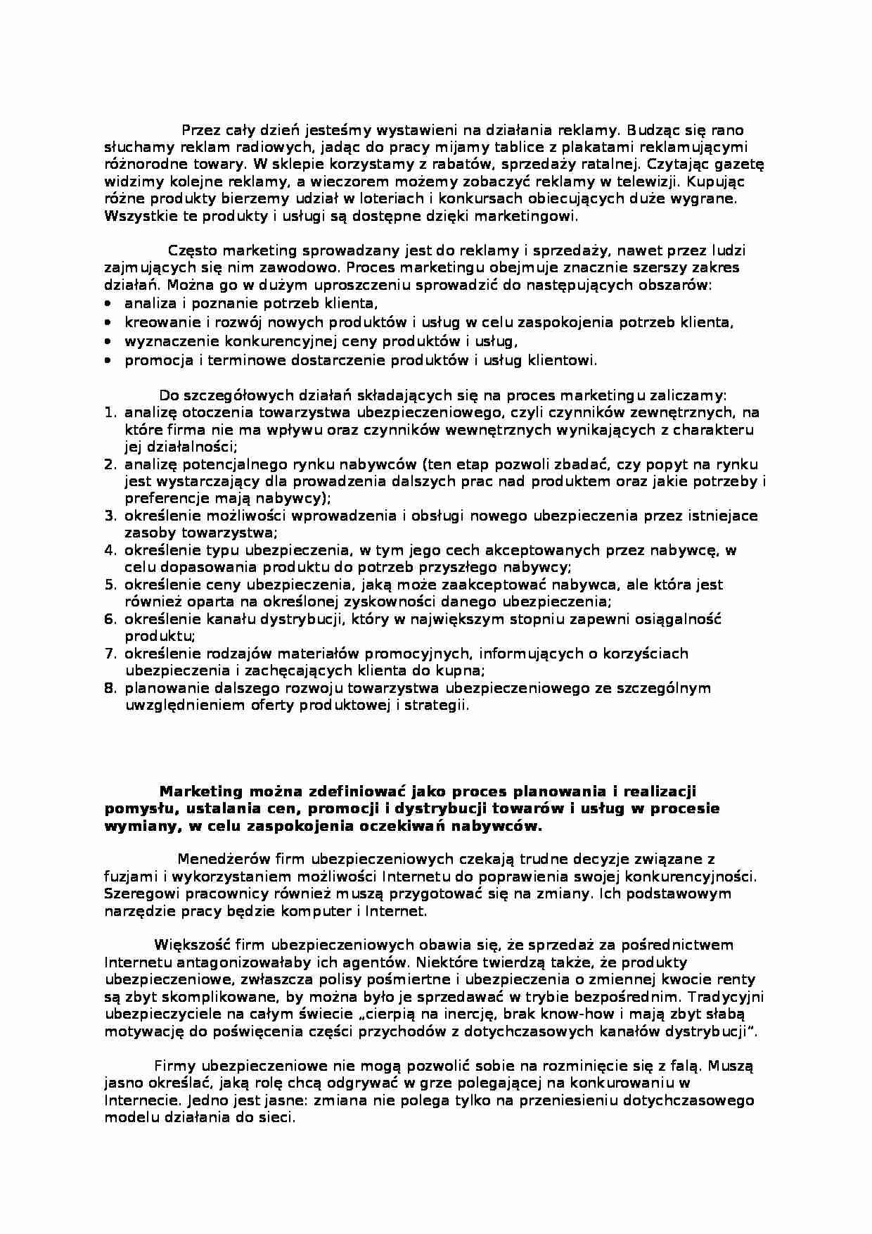 Marketing ubezpieczeń - usługi finansowe w trybie on-line - strona 1