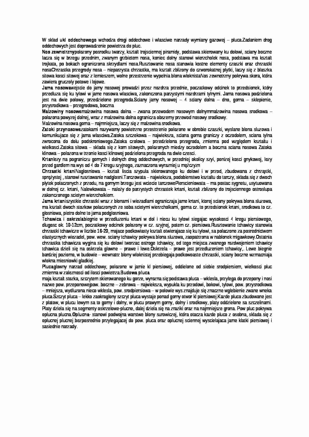Anatomia ćwiczenia IX - układ oddechowy - strona 1