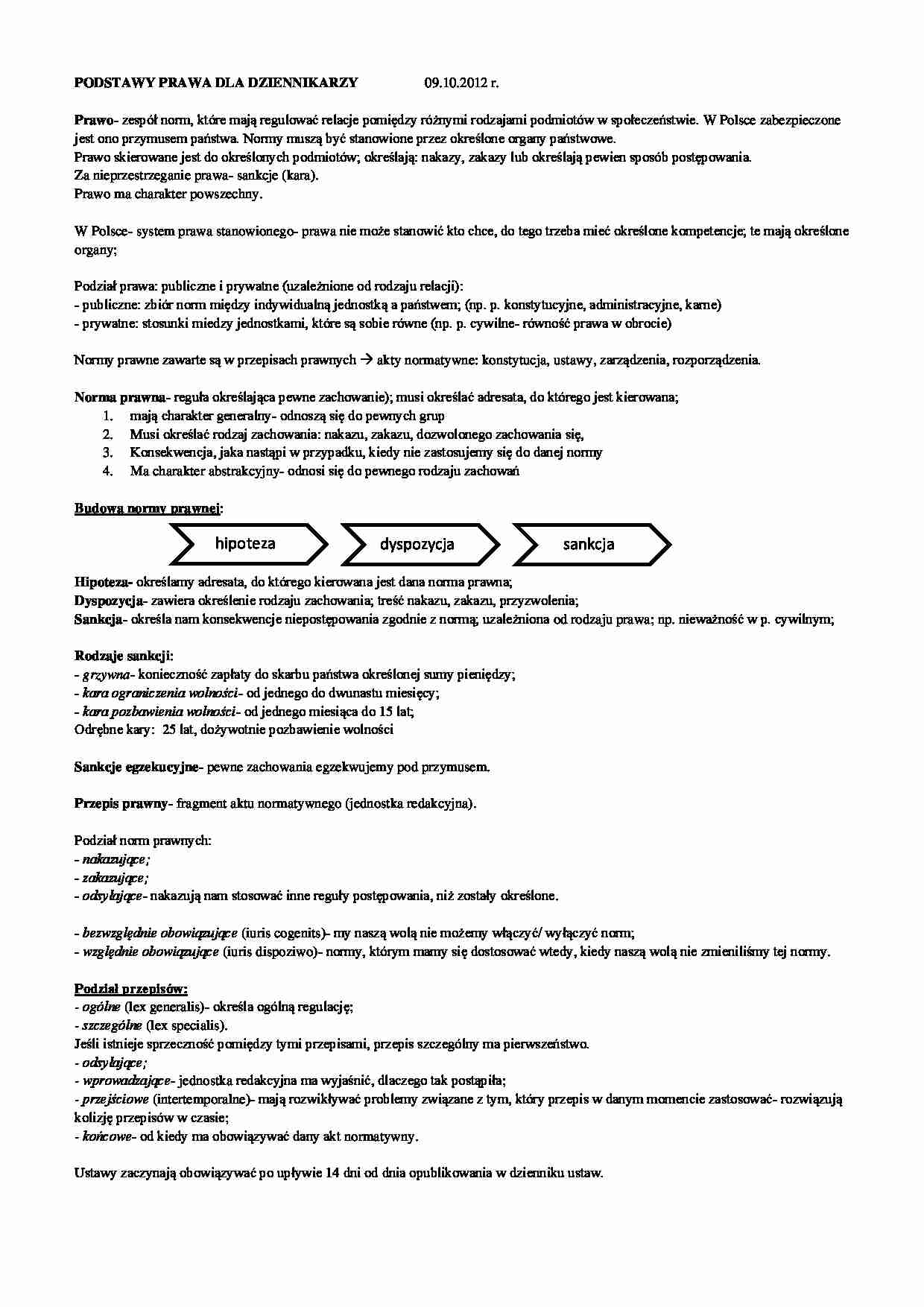 Prawo i budowa normy prawnej-opracowanie - strona 1