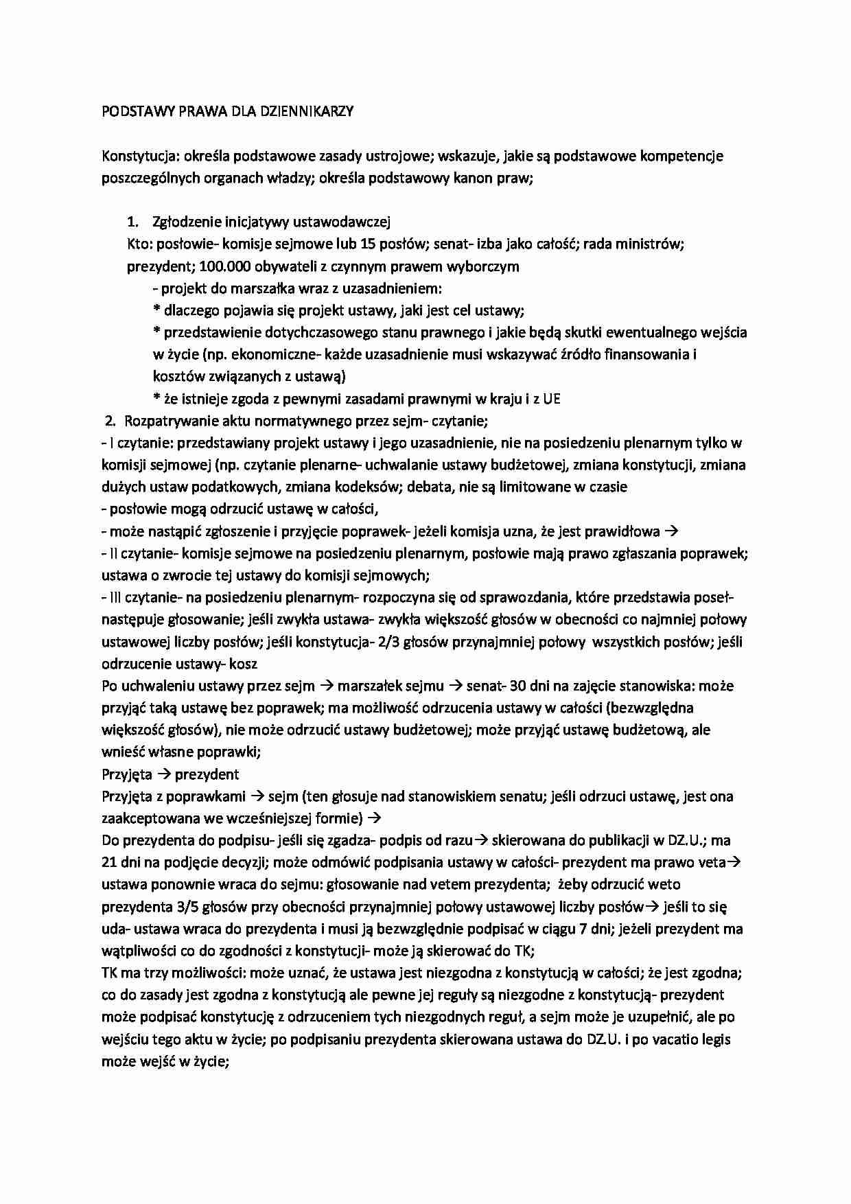 Proces ustawodawczy-opracowanie - strona 1