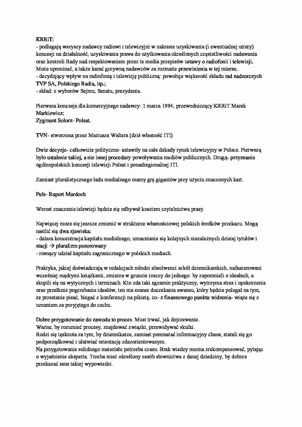 Opracowanie książki mity czwartej władzy 02 - strona 1