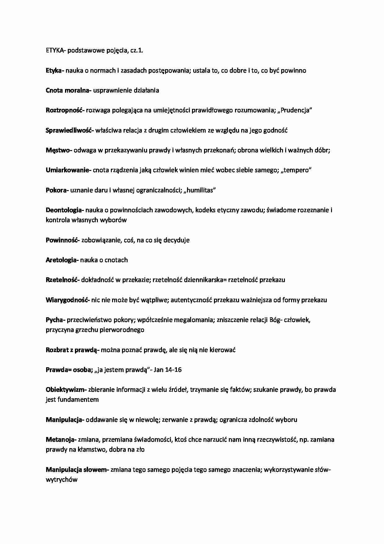 Podstawy etyki dziennikarskiej- podstawowe pojęcia cz.1 - strona 1