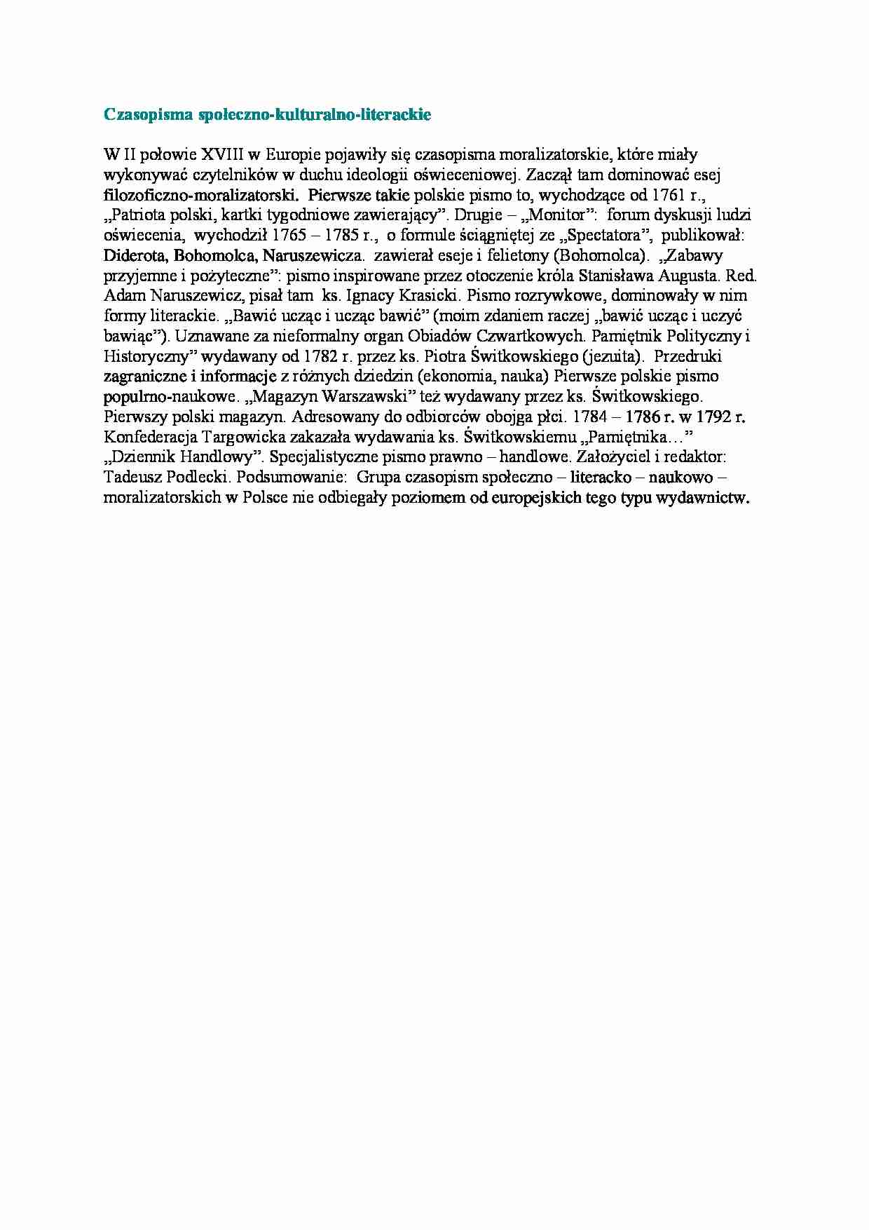  Czasopisma społeczno-kulturalno-literackie-opracowanie - strona 1