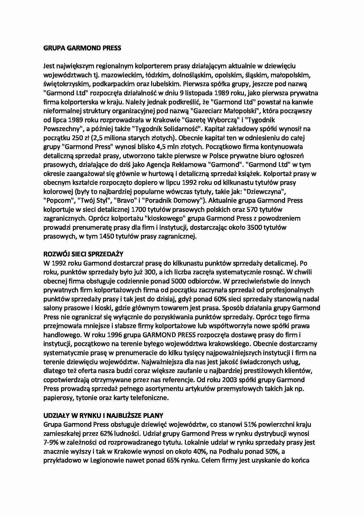  Prasa powojenna w Polsce- Grupa Garmond Press - strona 1