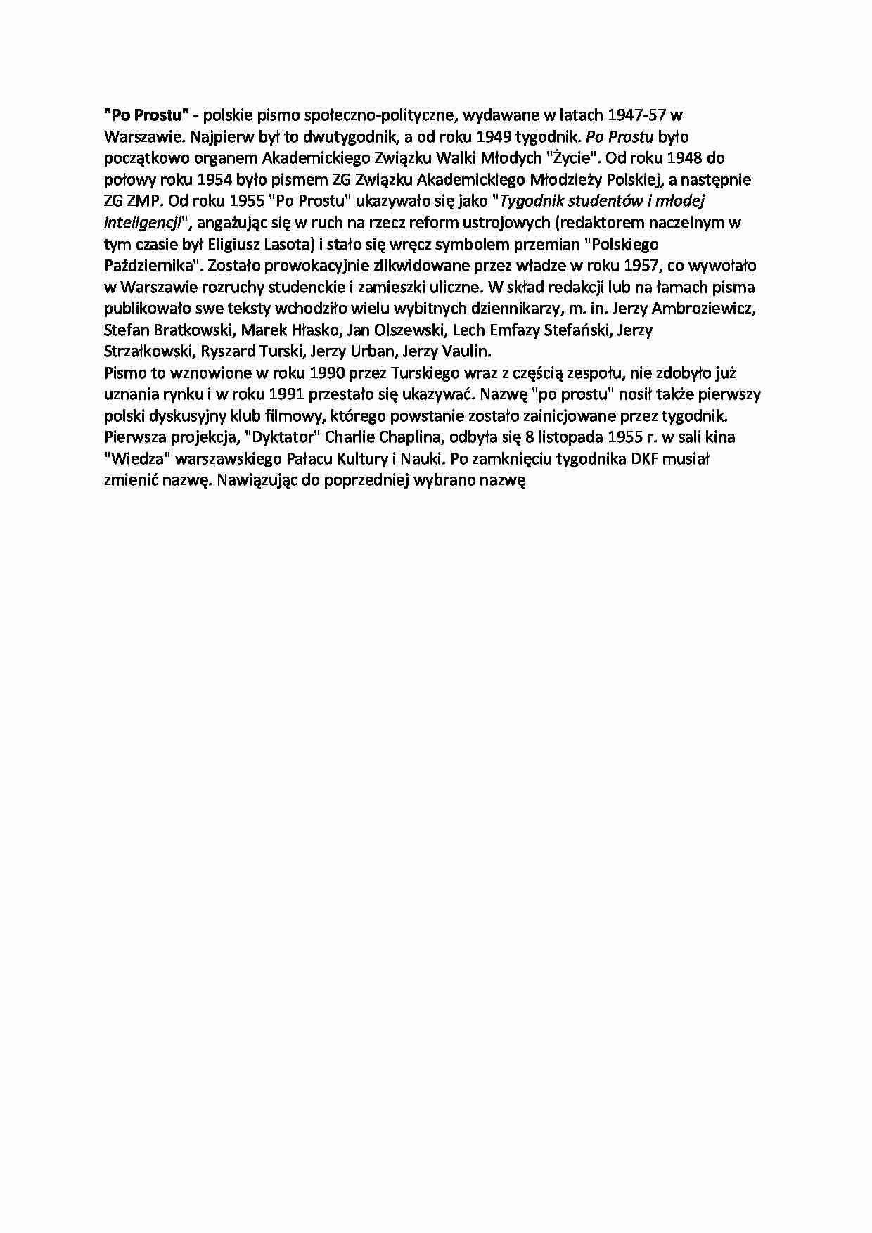  Prasa powojenna w Polsce- Po prostu - strona 1