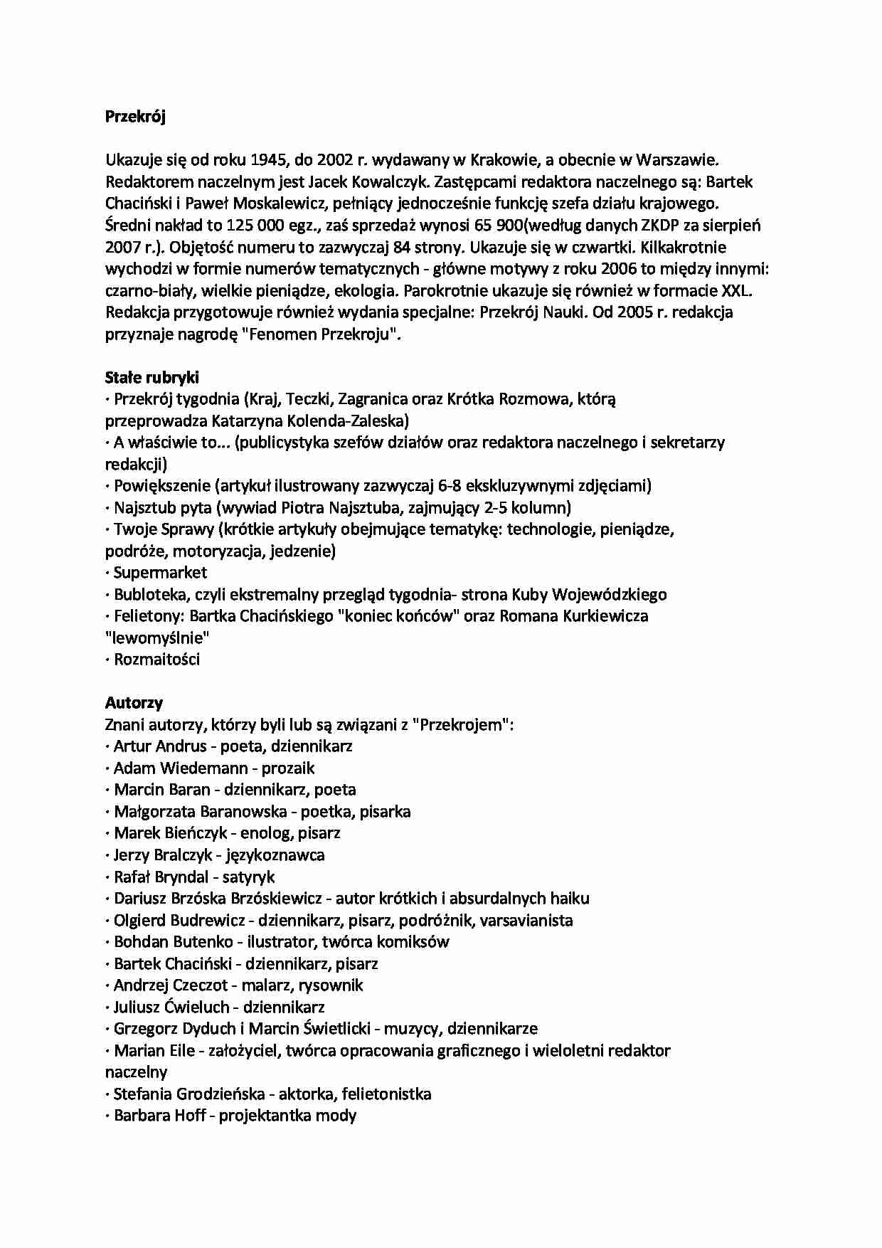 Prasa powojenna w Polsce- Przekrój - strona 1