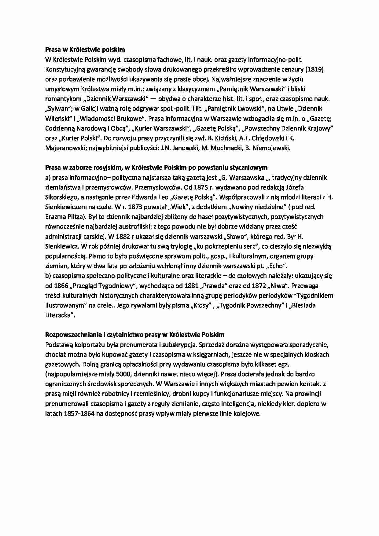  Prasa w Królestwie Polskim - strona 1