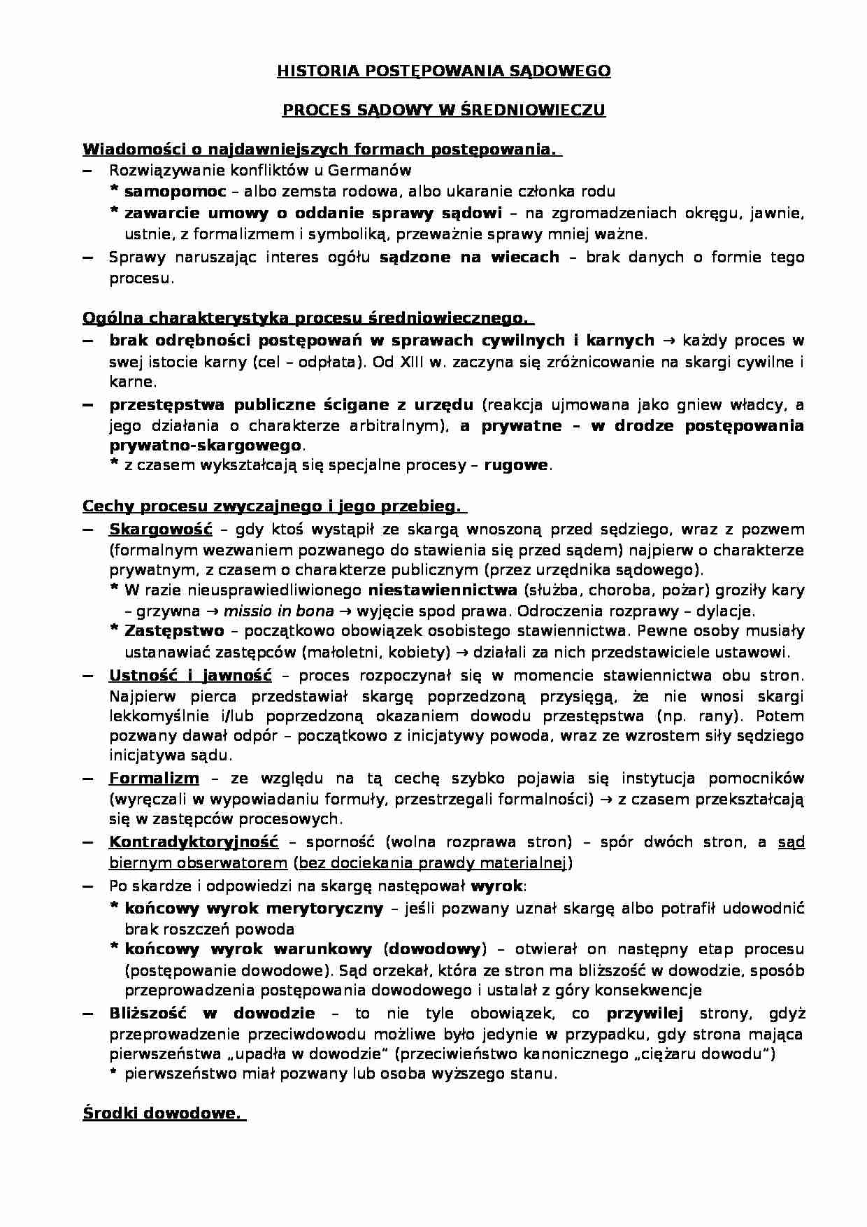 Historia postępowania sądowego-średniowiecze - strona 1