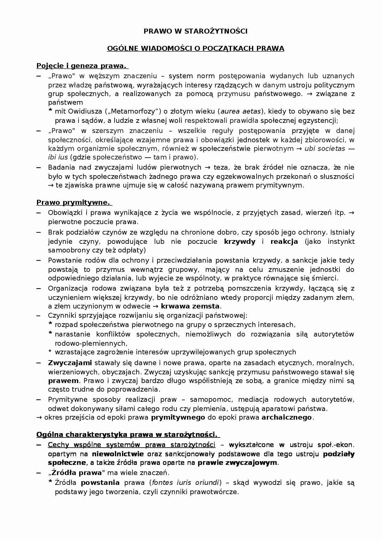 Prawo w starożytności-opracowanie - strona 1