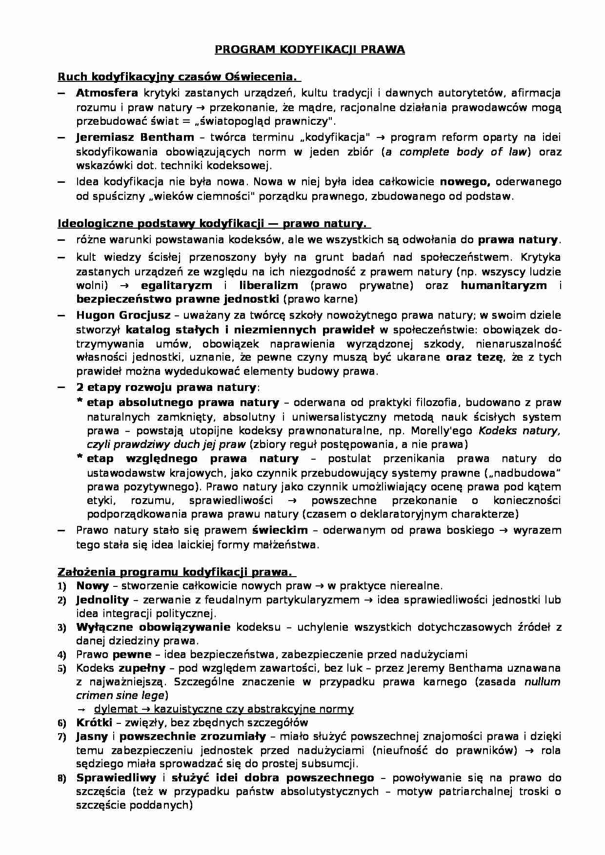 Program kodyfikacji prawa-opracowanie - strona 1