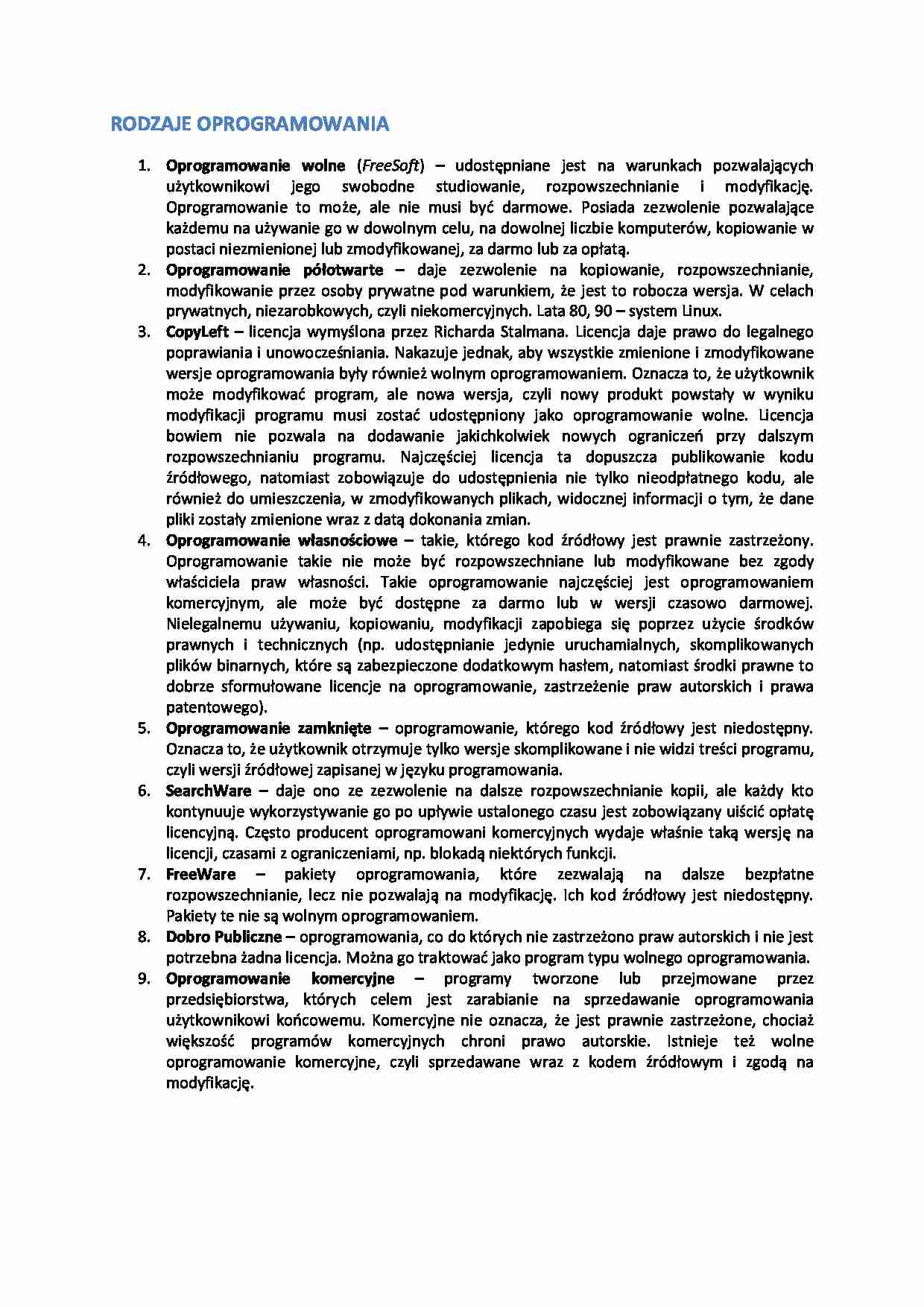 Rodzaje oprogramowania-opracowanie - strona 1