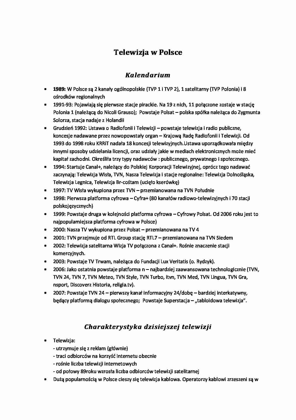 Telewizja w Polsce-kalendarium - strona 1