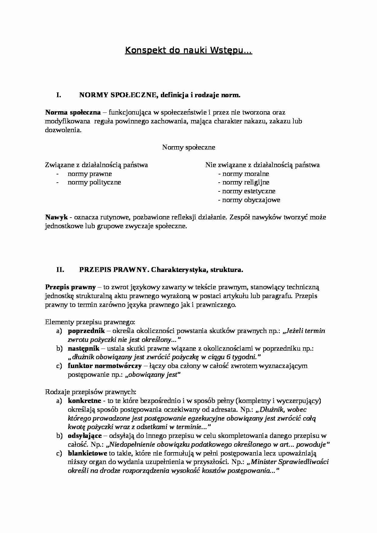  Wstęp do prawoznawstwa- notatki - strona 1