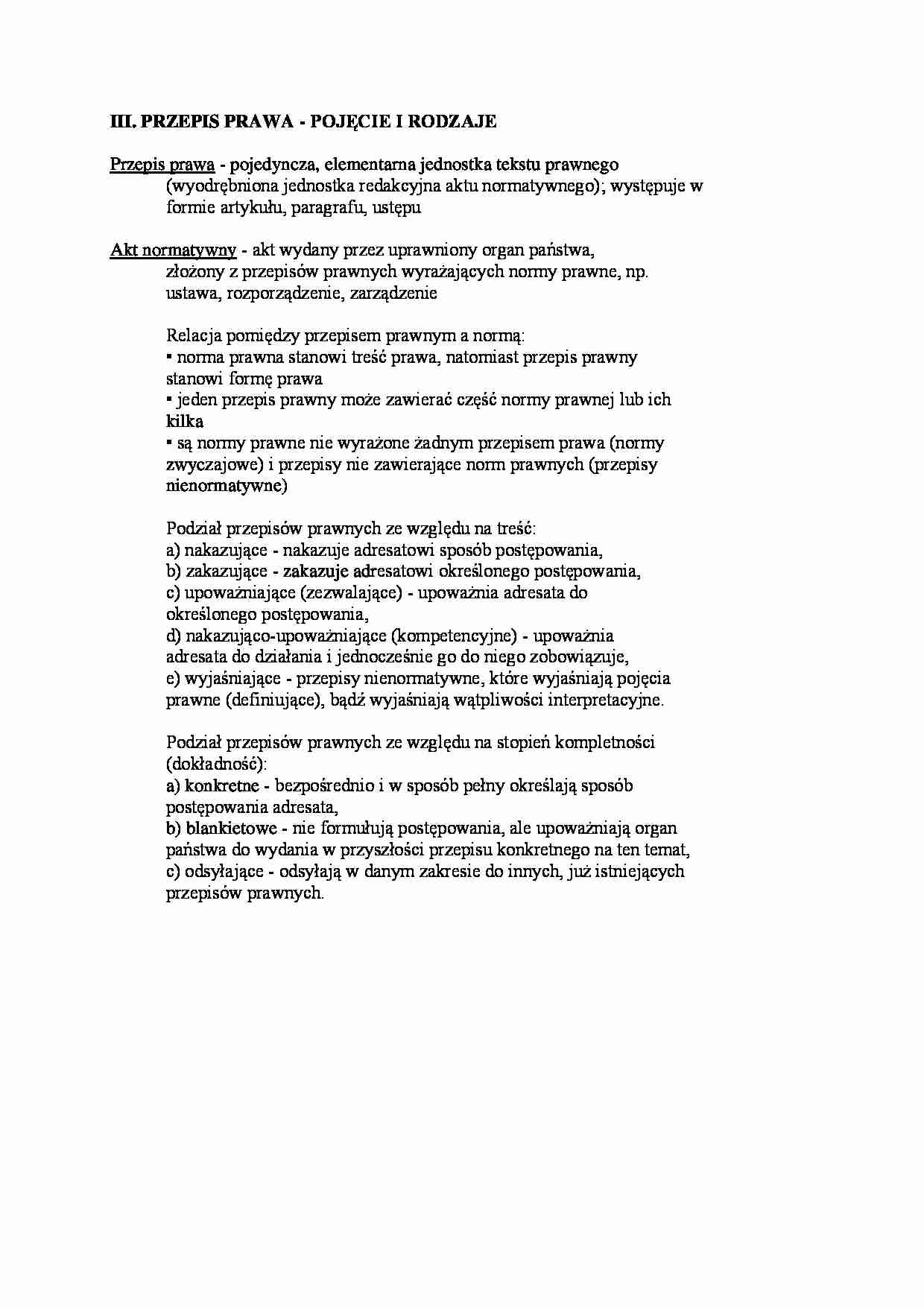 Przepis prawa- pojęcia i rodzaje - strona 1