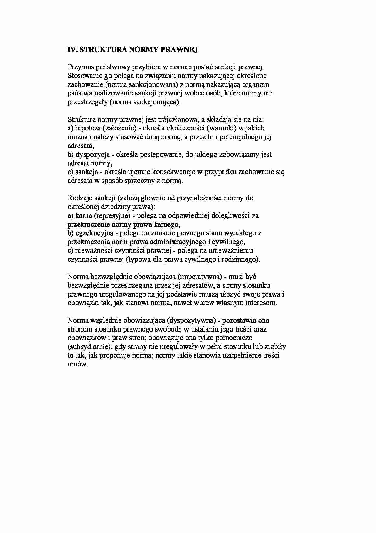  Struktura normy prawnej-opracowanie - strona 1