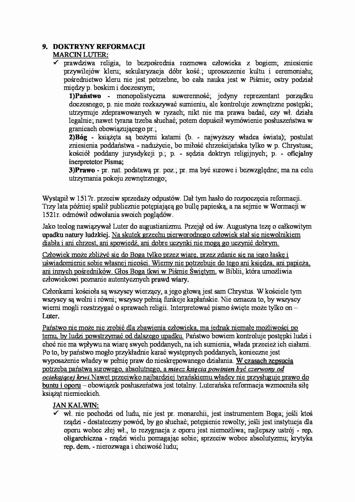  Doktryny- zagadnienie doktryny reformacji - strona 1