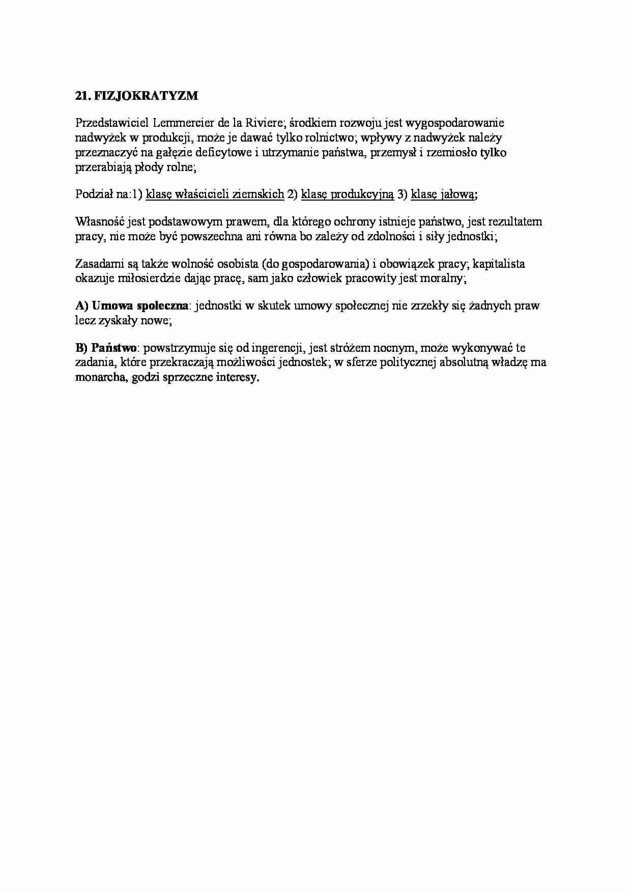  Doktryny- zagadnienie fizjokratyzm - strona 1