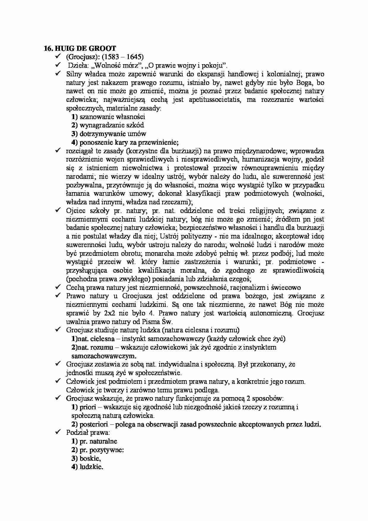  Doktryny- zagadnienie Huig de Groot - strona 1