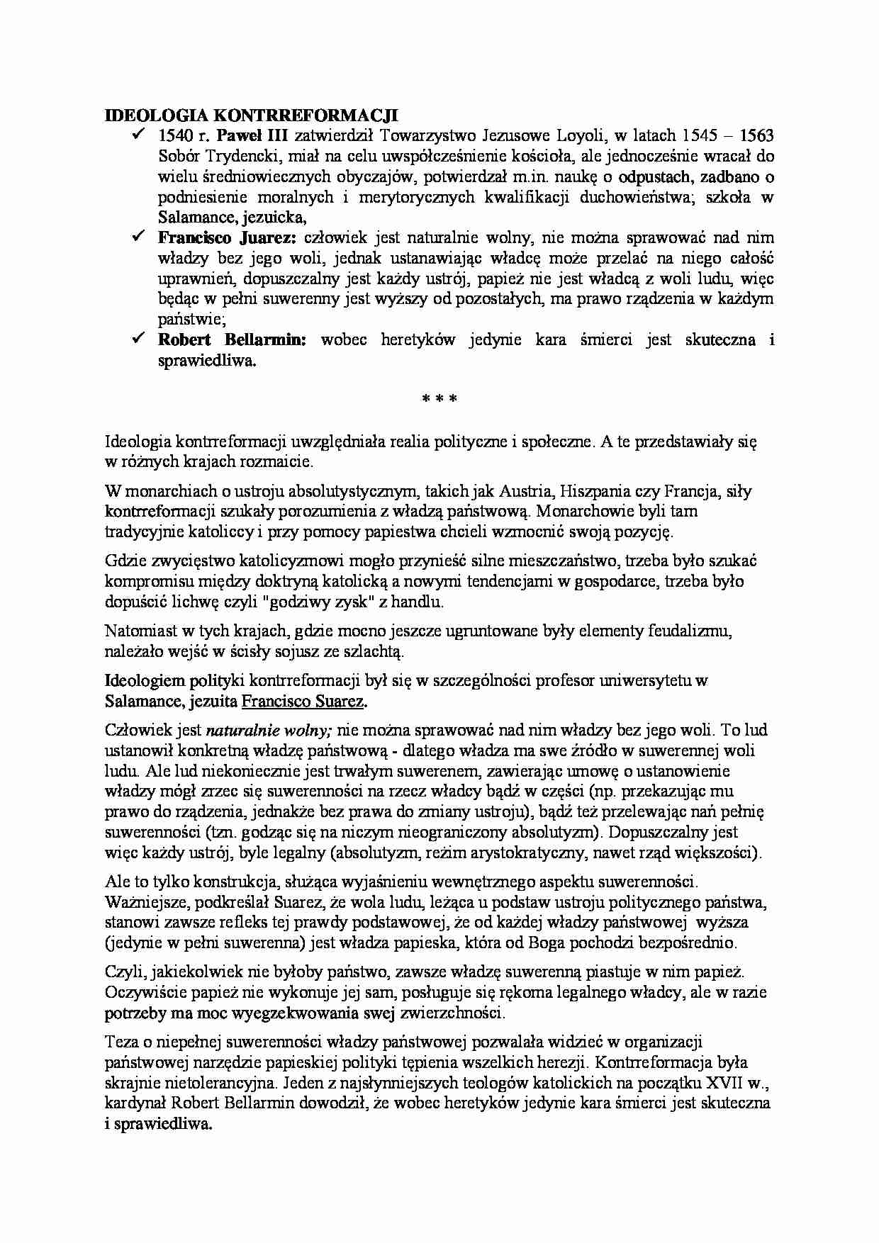 Doktryny- zagadnienie ideologia kontrreformacji - strona 1