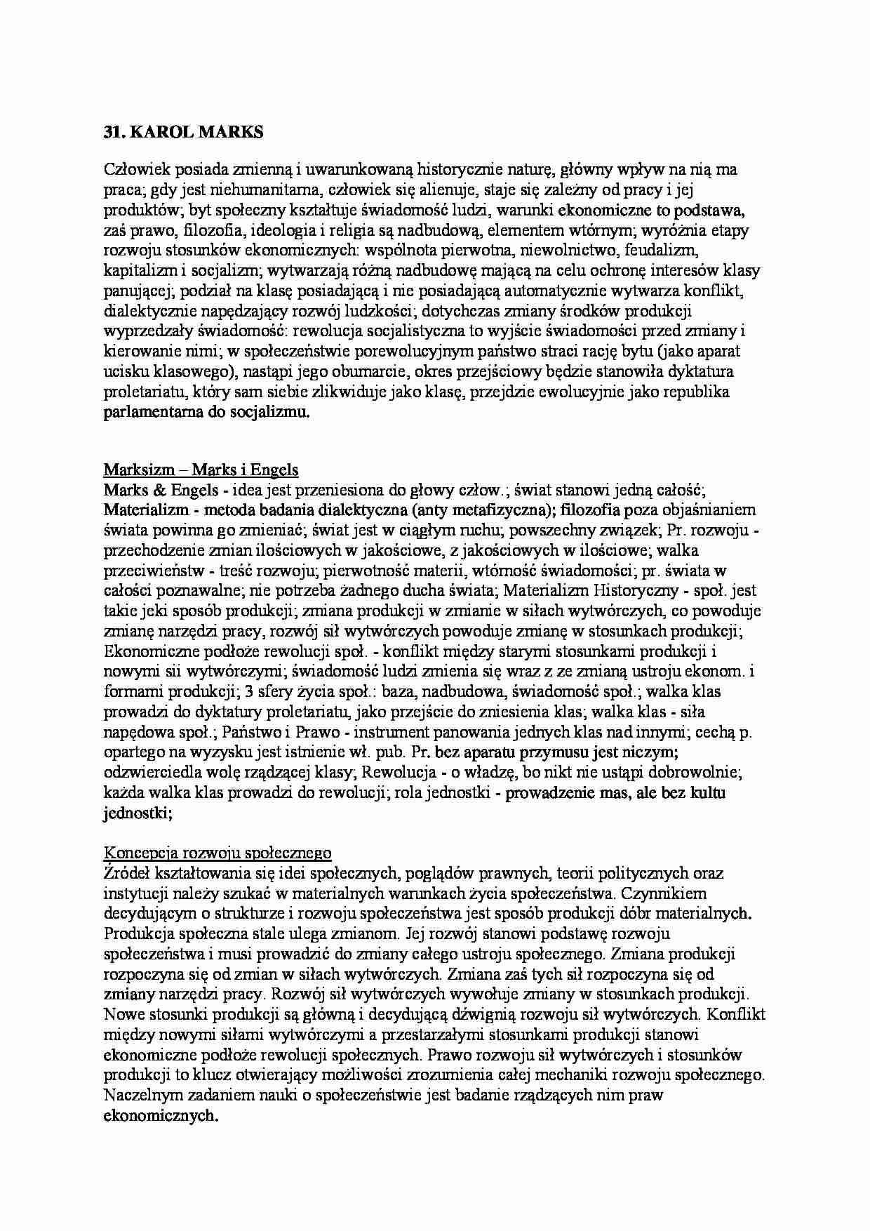 Doktryny- zagadnienie Karol Marks - strona 1