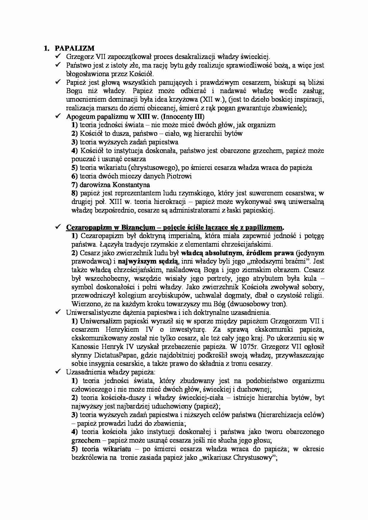 Doktryny- zagadnienie papalizm - strona 1