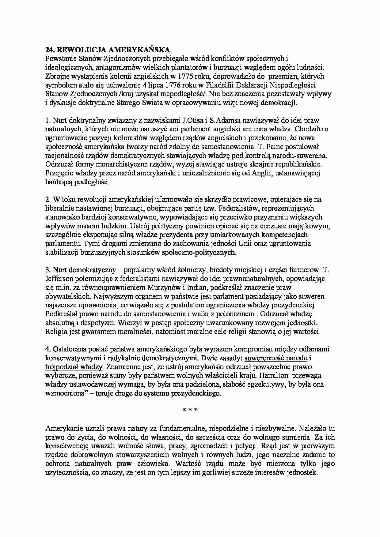 Doktryny- zagadnienie rewolucja amerykańska - strona 1