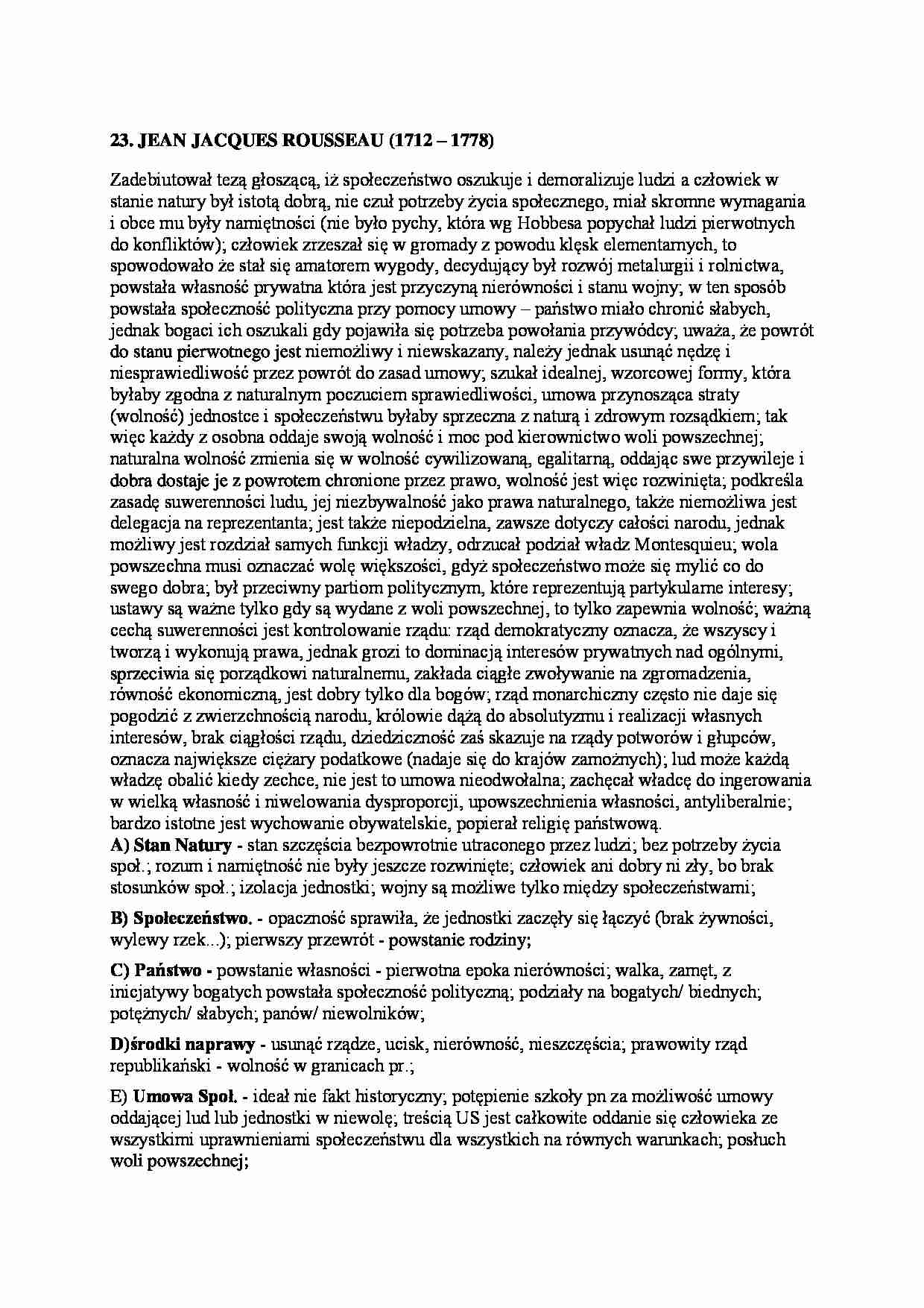  Doktryny- zagadnienie Rousseau - strona 1
