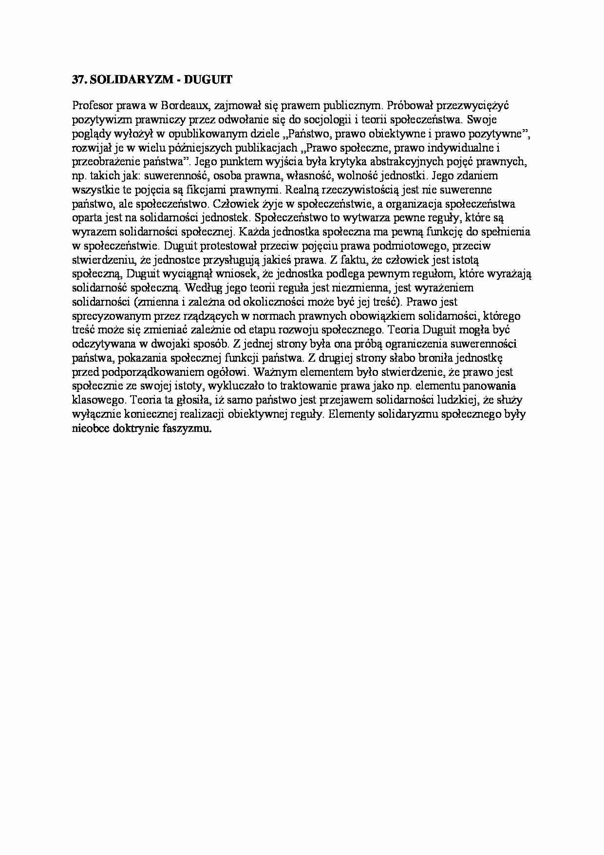  Doktryny- zagadnienie solidaryzm Duguit - strona 1