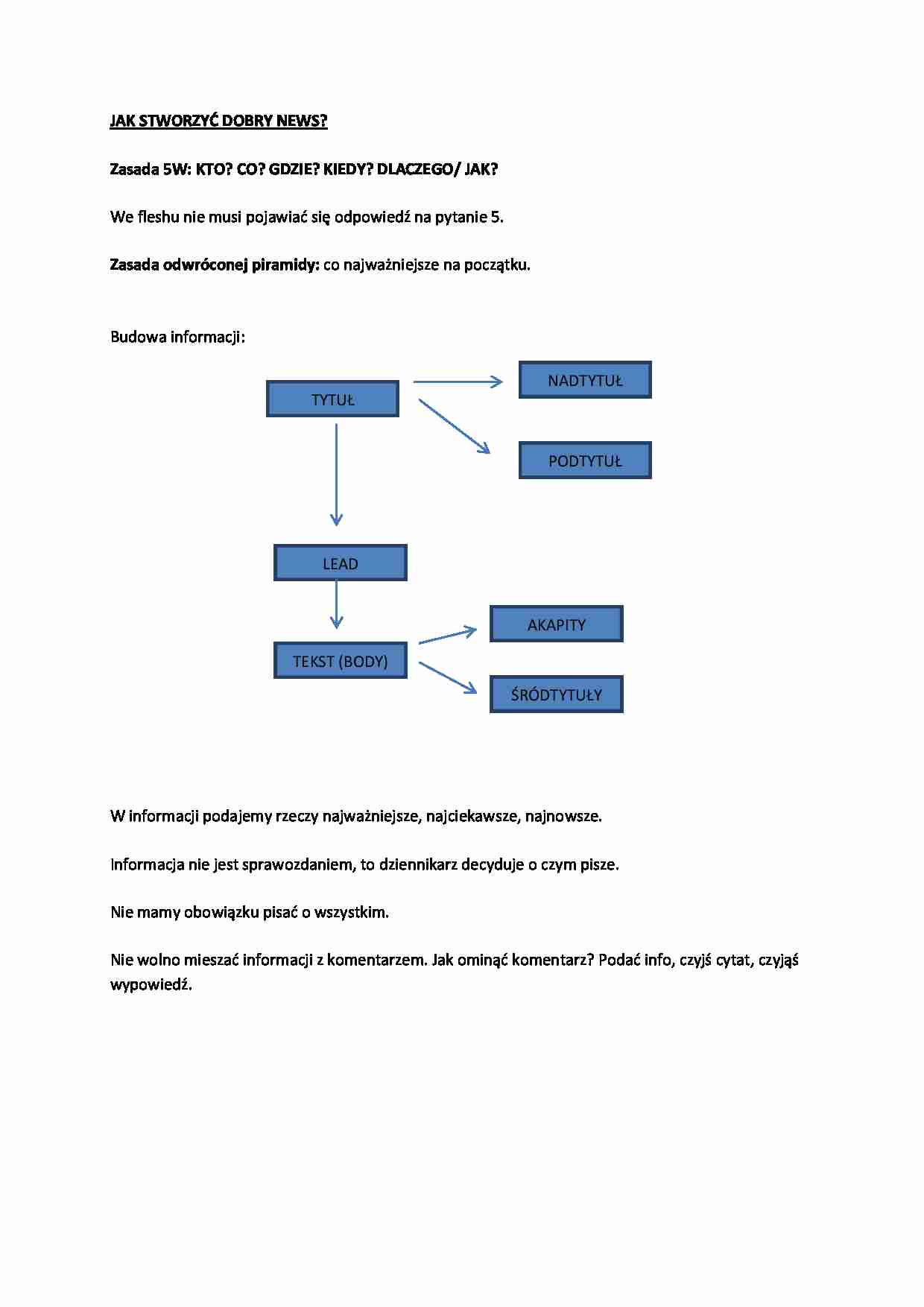 Podstawy warsztatu dziennikarskiego- tworzenie informacji - strona 1