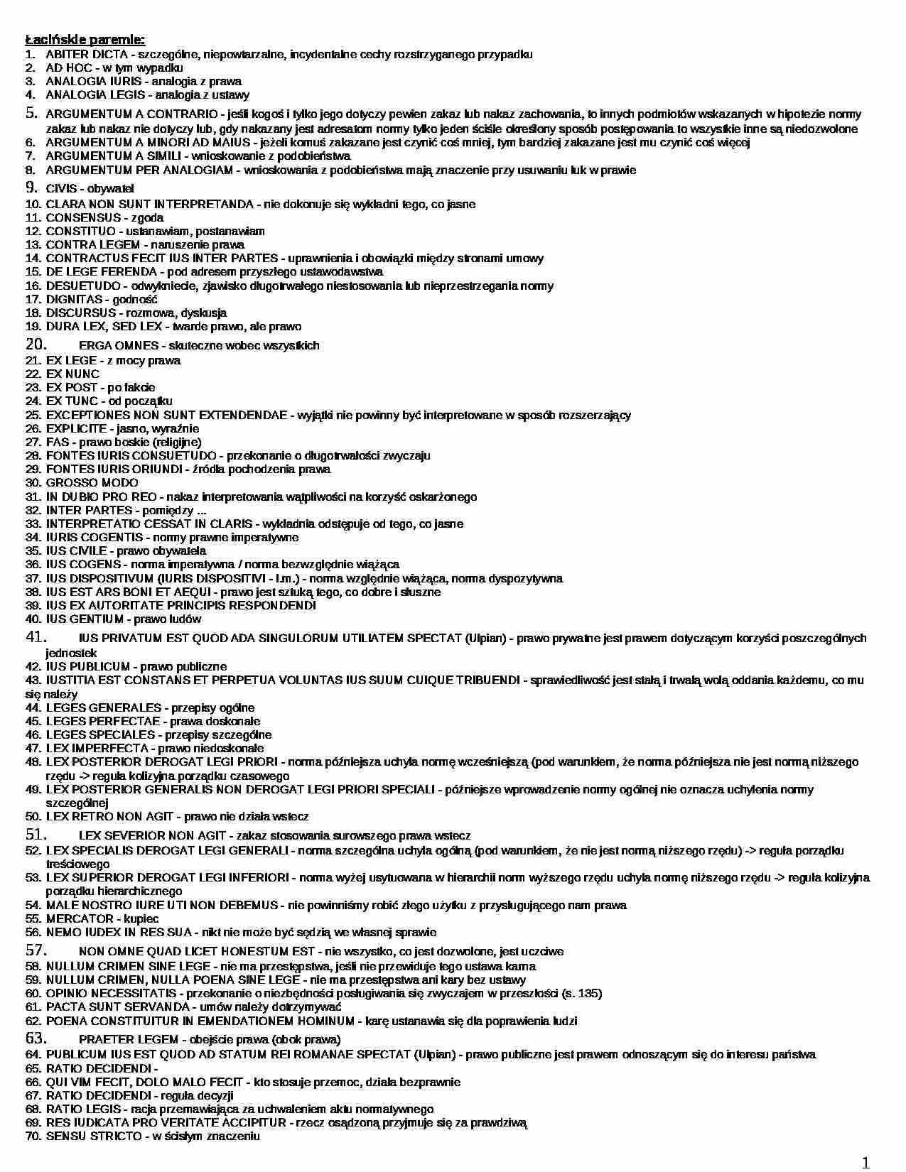 Łacińskie paremie-opracowanie - strona 1