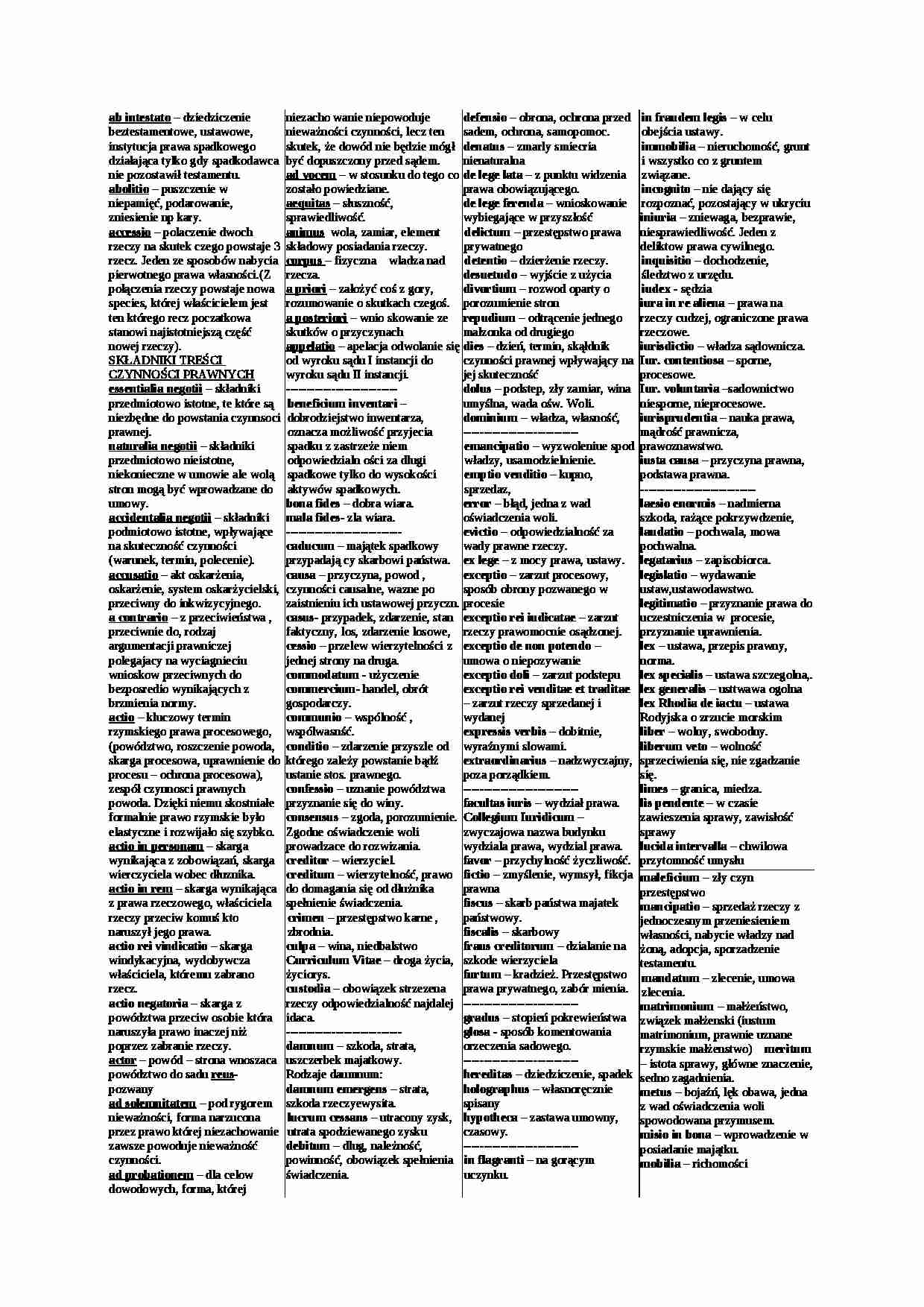 Łacińska terminologia prawnicza-opracowanie zagadnień - strona 1
