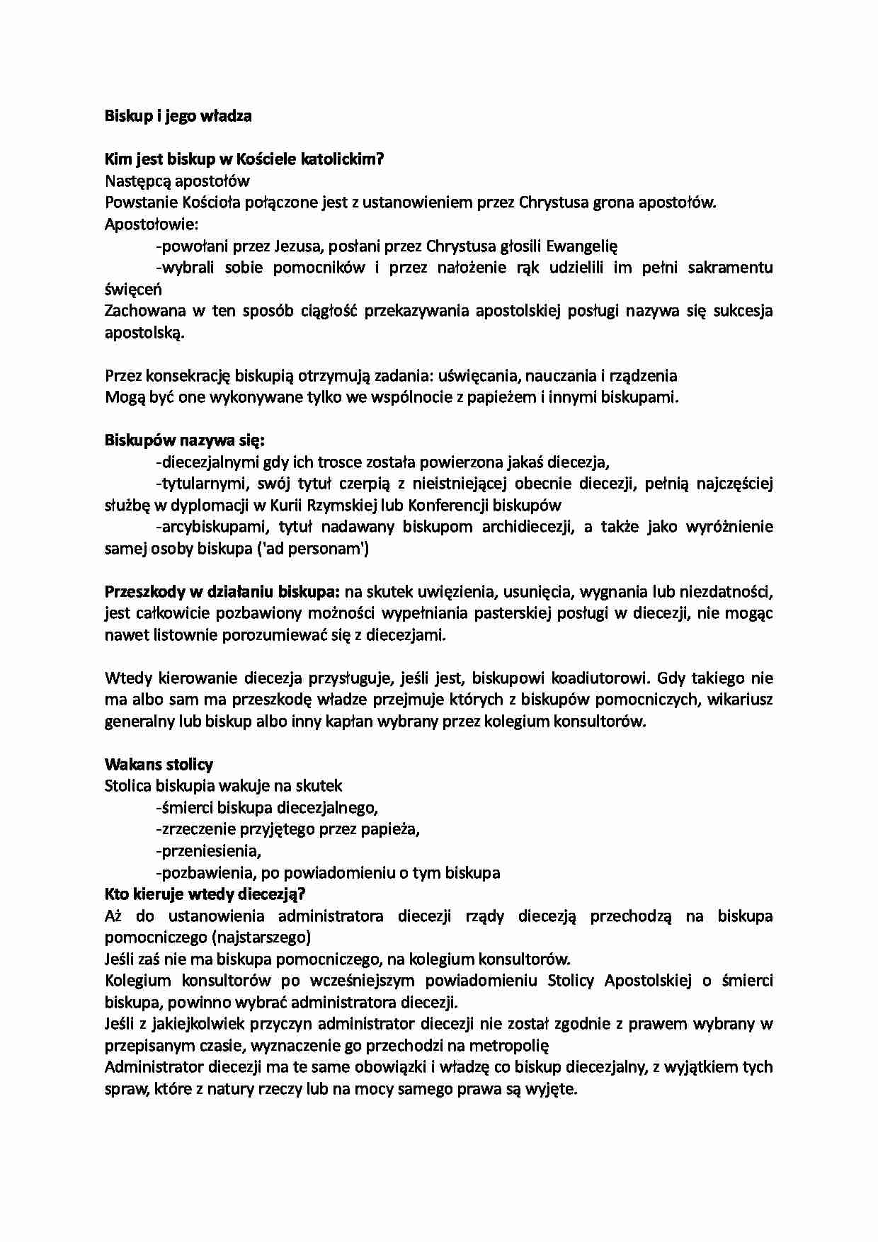  Biskup i jego władza-opracowanie - strona 1