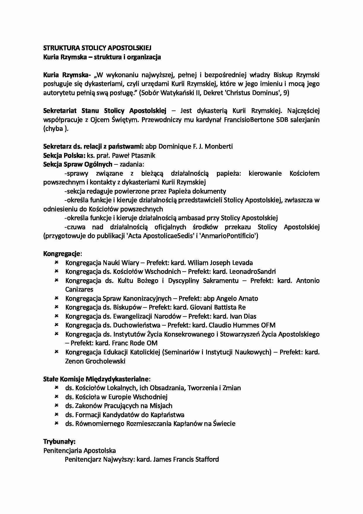 Struktura Stolicy Apostolskiej-opracowanie - strona 1
