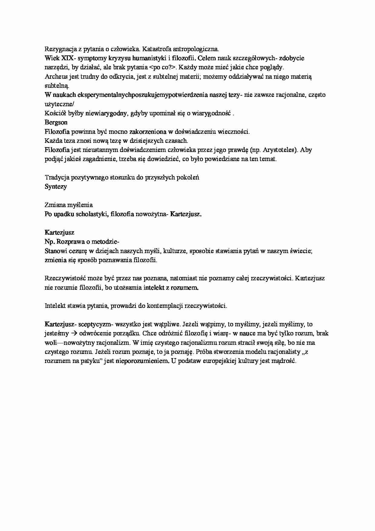Kartezjusz i katastrofa antropologiczna-opracowanie - strona 1