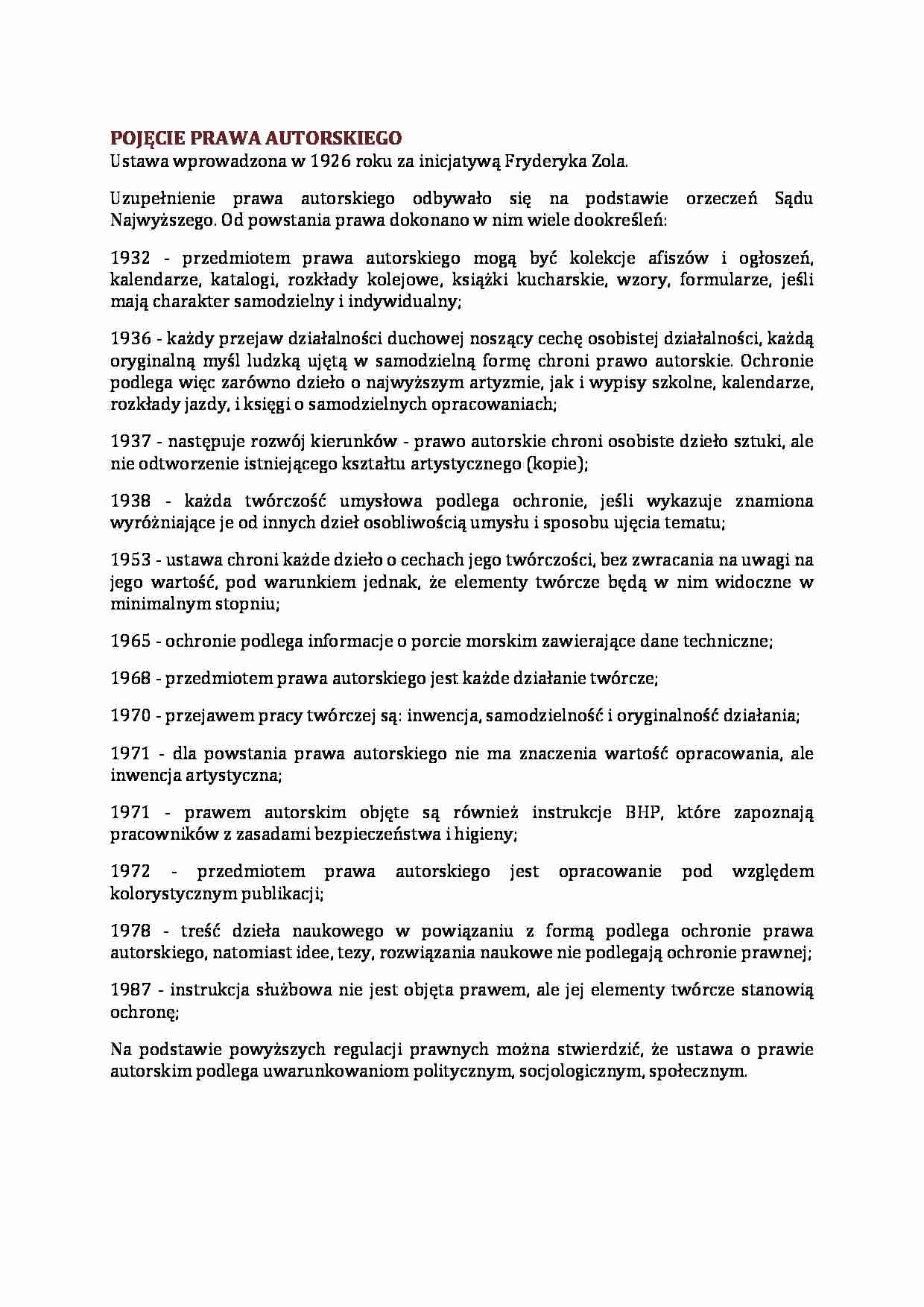  Historia prawa autorskiego-opracowanie - strona 1