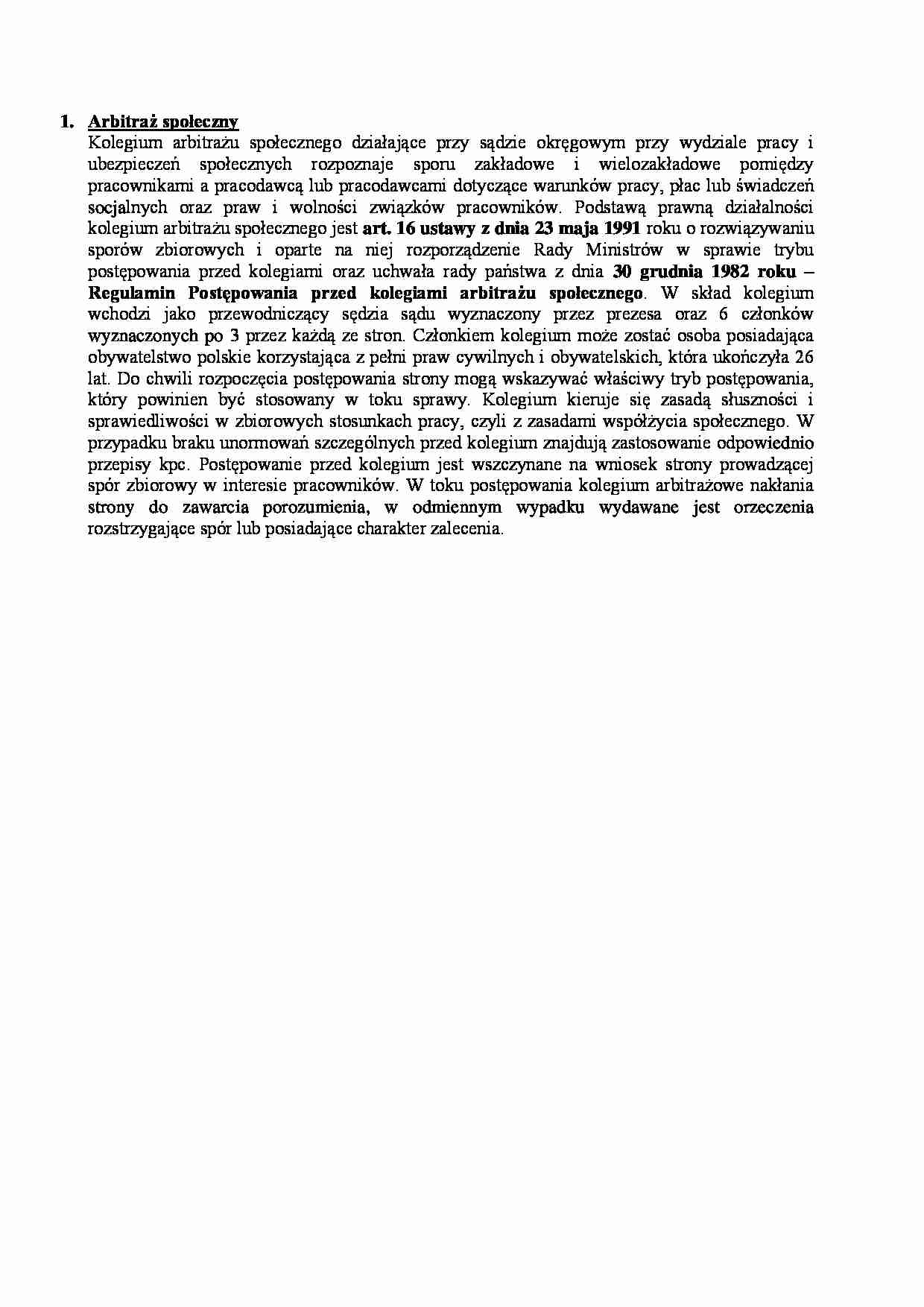  Arbitraż społeczny-opracowanie - strona 1